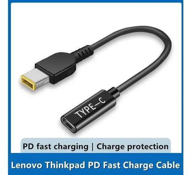 Main image of Câble de chargeur de type-c femelle à CC entièrement en cuivre pour Lenovo, connecteur d'alimentation mâle PD carré avec puce à Induction, modèle Thinkpad, 15cm