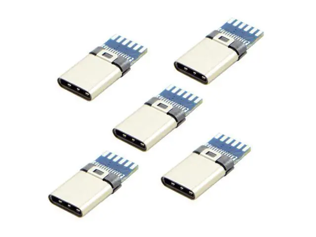Alt view image 3 of 5 - 5set DIY 24pin USB 3.1 Type C USB-C Male Plug Connector SMT type with 3.5mm SR and Housing Cover