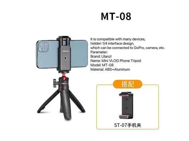 Alt view image 3 of 3 - Mt-38 Mini Tripod Stand Selfie Stick with Phone Clip for Smartphone 360 Rotatable Phone Holder Stand for Video/ Vlogging/ Selfie