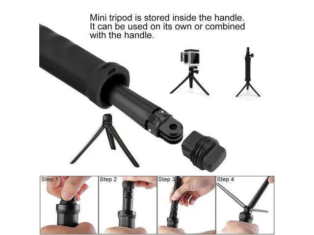 Alt view image 3 of 4 - PULUZ PU202 Handheld Monopod Selfie Stick 3-Way Grip Arm Tripod for GoPro Hero
