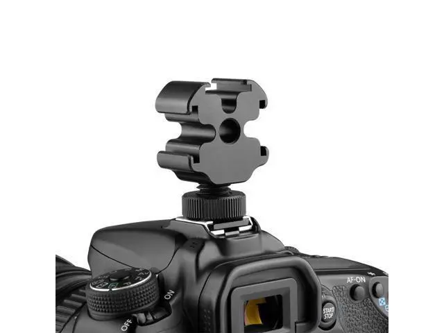Alt view image 2 of 4 - Triple Cold Shoe Mount Extension Bracket 3 Cold Shoe Stand Mount Extension Bracket for Tripod/camera/video Light/microphone