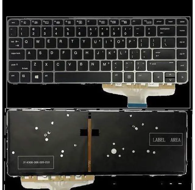 Alt view image 4 of 4 - US Backlit Positivo Notebook Keyboard Dns Clevo for HP ELIteBook FOLIO 1040 G3 with Silver Frame