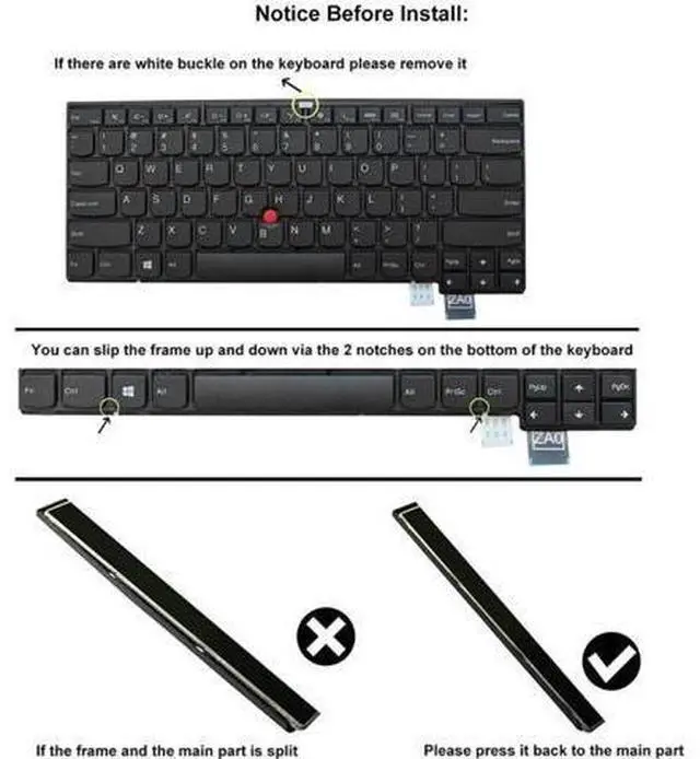 Alt view image 3 of 4 - PANSI Laptop Replacement Keyboard for Lenovo ThinkPad T460s T470s Laptop No Backlight 6 Fixing Screws