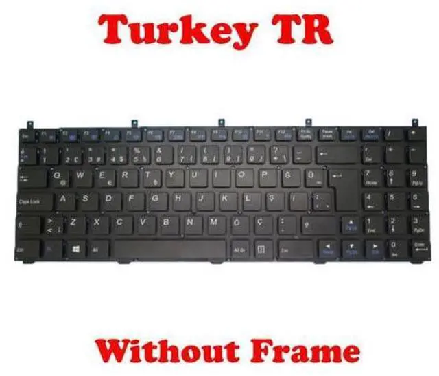 Main image of Laptop Keyboard For CLEVO M9800 M980NU MP-08J46TQ-4308W 6-80-M9800-254-1 Turkey TR NO Frame