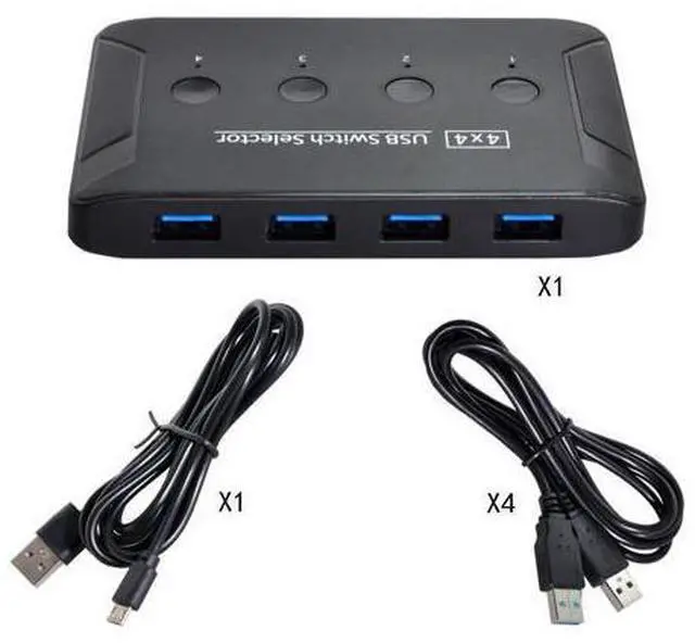 Main image of USB 3.0 4 Port PCs Sharing 4 USB Devices for Keyboard Mouse Scanner Printer KVM Switch Selector