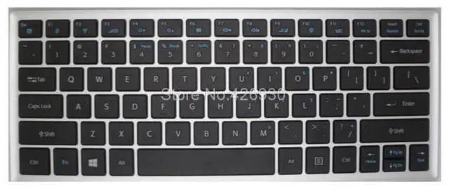 Main image of Laptop Keyboard For Lengda X400T UT43 D1 UT45 UT47 Black With Silver Frame US English YH-BC12KB01 6640-0092-0006