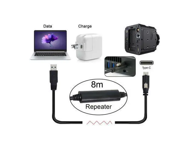 Alt view image 5 of 5 - 8m Type-C USB 3.1 Single Screw Locking to USB3.0 Data Cable Mount Type for Industrial Camera Recorder & Laptop PC & Disk