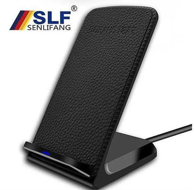 Main image of Cargador inalámbrico Qi de cuero para iPhone X 8 Plus carga rápida Carga inalámbrica rápida Pad Car Holder Stand para Samsung S9 S8