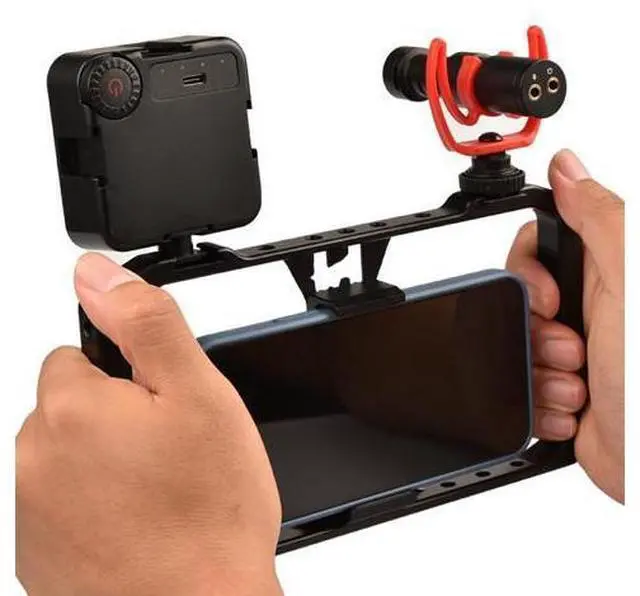 Alt view image 2 of 4 - Smartphone Video Rig Clip Handheld Stabilizer Holder Vlog Film Video Filmmaking