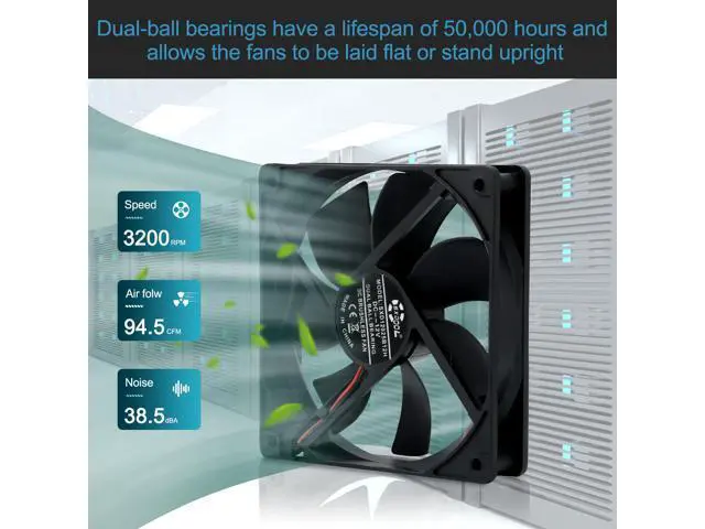 Alt view image 2 of 5 - 120mm Computer Fan with Speed Controller AC Plug Power Cord 110V 220V to DC 3V - 12V 2A Exhaust Cooling Router Grow Tent Plant