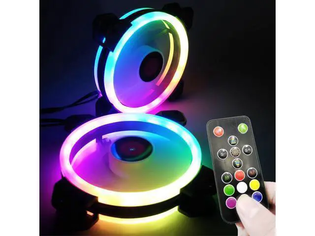 Alt view image 3 of 3 - 3PCS 120mm Hybrid RGB Case Fan Adjustable RGB LED Light Computer Case GPU Colorful Quiet Cooling Fan with Remote