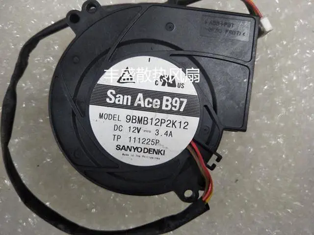Main image of high air flow blower sanyo 9.7CM 9BMB12P2K12 9733 12V 3.4A cooling fan