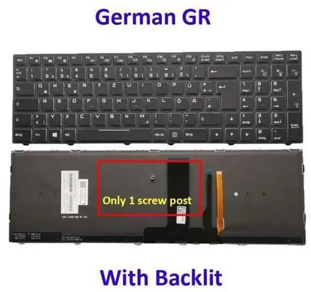 Main image of Colourful Backlit Keyboard For Gigabyte Sabre 15 Sabre 17 CVM15F26D0J430J3 6-80-N85K0-07A-1 German GR Black Frame