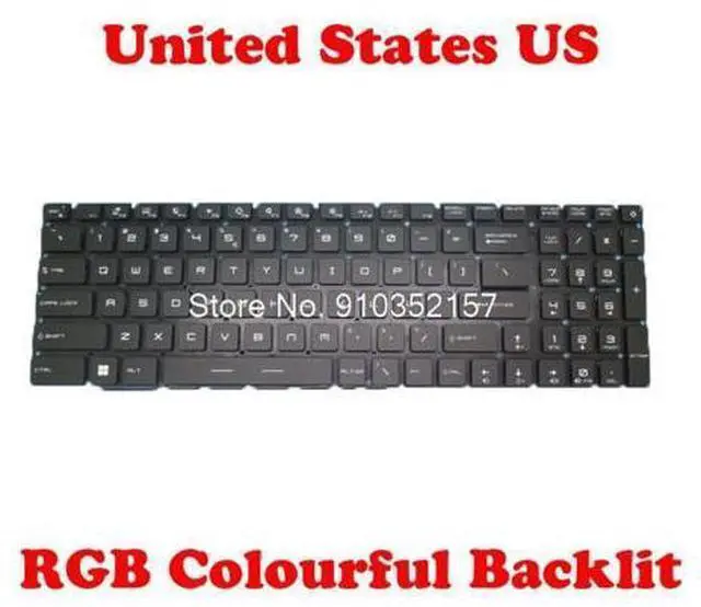 Main image of US RGB Backlit Keyboard For MSI GE76 Dragon Tiamat V195122AK1 GE76 Raider MS-17K3 MS17K3 English US Colourful Backlit