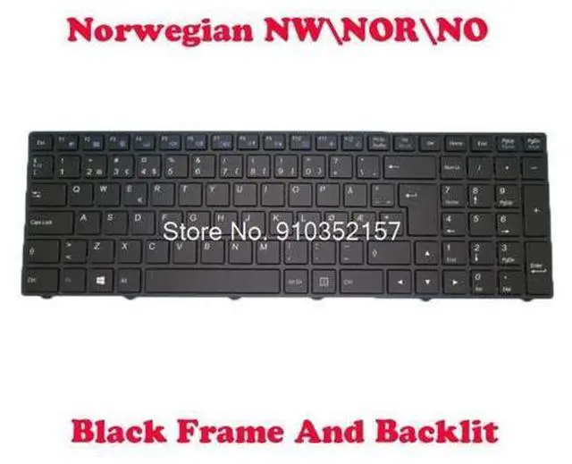 Main image of Laptop Backlit Keyboard For CLEVO N750 N770 CVM15F26N0J430R 6-80-N7500-130-1R Norwegian NW\NOR\NO With Black Frame
