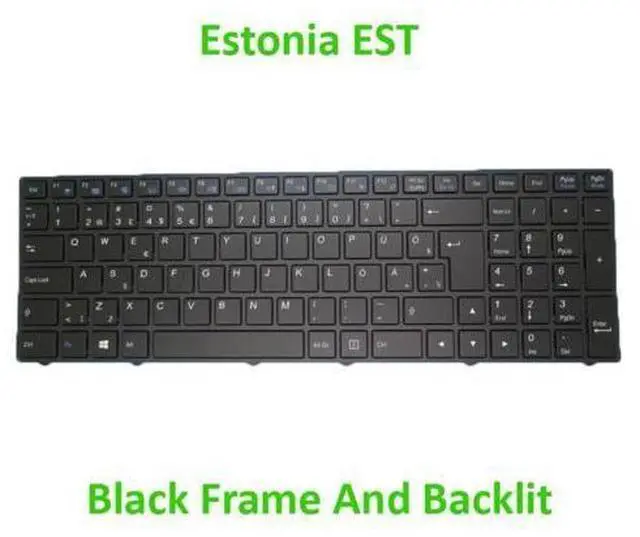 Main image of EST Backlit Keyboard For CLEVO N750 N770 CVM15F26EEJ430R 6-80-N7500-390-1R Estonia EST With Black Frame
