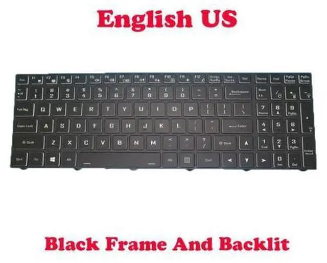 Main image of Laptop US Backlit Keyboard For CLEVO NS50MU NS50PU NS51MU NS51PU NS70MU NS70HU NS70PU NS71MU NS71PU United States US Black Frame