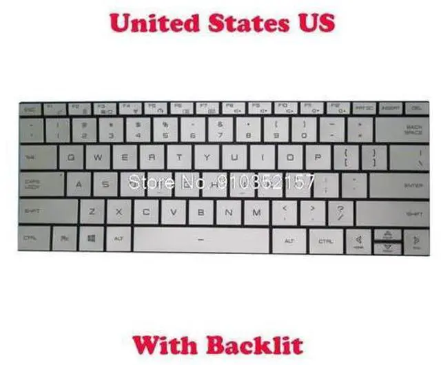 Main image of Silver Laptop Backlit Keyboard For Tongfang PF4NU1F PF4WN2F PF4MN2F 14' United States US No Frame
