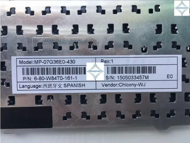Alt view image 3 of 3 - for Clevo W84 W840T M4121 C4500 SP spanish laptop keyboard teclado MP-07G36E0-430 6-80-W84T0-161-1 1148025409M