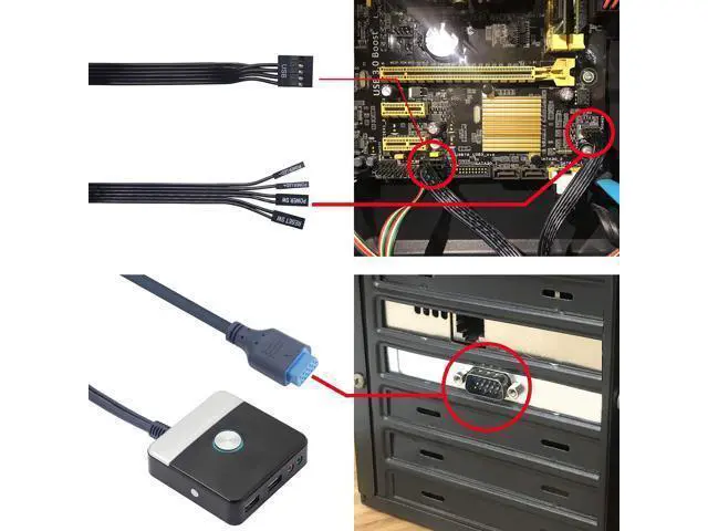 Alt view image 5 of 7 - Reset HDD Button Switch Desktop PC Computer Case Power Supply Supplies on/Off with Dual USB PortsAudio Ports and Reset HDD Push Button Switch for Home, Office, Internet Cafes(Cable 120CM