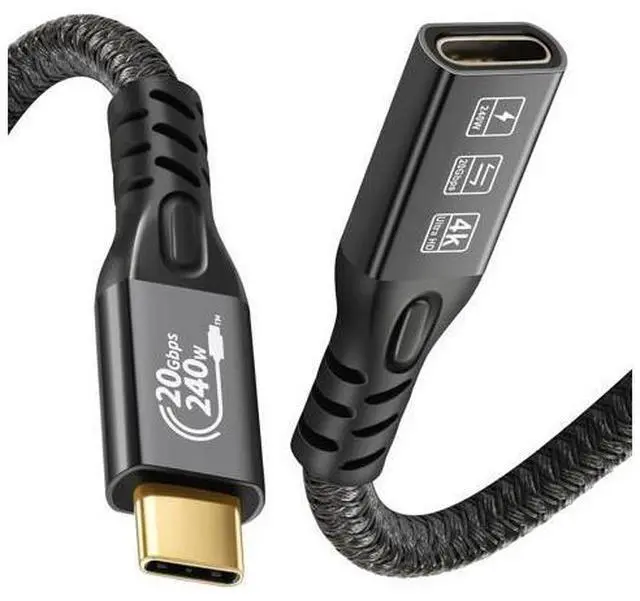 Main image of 20Gbps USB C 3.2 Extension Cable, USBC 3.2 Gen2 Type-c Male to Female Extender Cable Ultra HD 4K@60Hz 240W Charging 20Gbps Data Transfer Compatible with External SSD eGPU 0.5m
