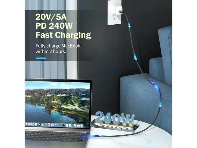 Alt view image 6 of 7 - 20Gbps USB C 3.2 Extension Cable, USBC 3.2 Gen2 Type-c Male to Female Extender Cable Ultra HD 4K@60Hz 240W Charging 20Gbps Data Transfer Compatible with External SSD eGPU 0.5m