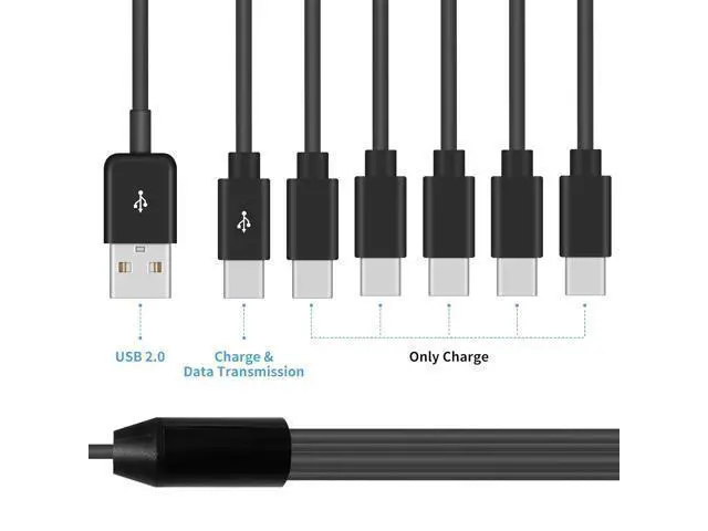 Alt view image 4 of 6 - USB C Splitter Cable - 6 in 1 USB 2.0 Type A to 6 Type-C Male Charger Cable with 3A Fast Charge for Android, Samsung, Tablet, 3.3 ft.