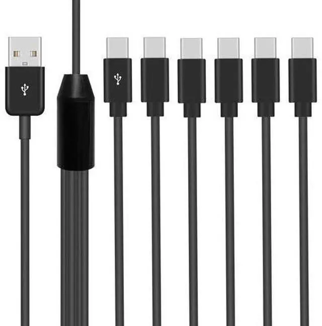 Main image of USB C Splitter Cable - 6 in 1 USB 2.0 Type A to 6 Type-C Male Charger Cable with 3A Fast Charge for Android, Samsung, Tablet, 10 ft.
