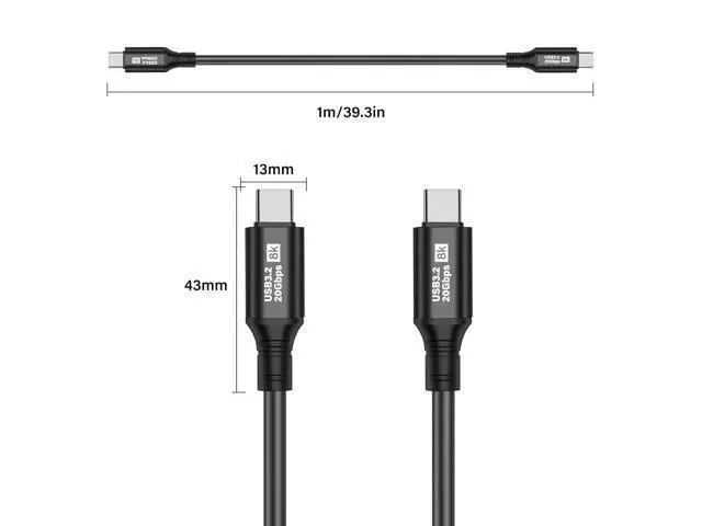 Alt view image 7 of 7 - USB C to USB C Cable USB 3.2 Type C 20Gbps PD 100W 8K@60Hz Data Fast Charging Cable for Phone, Tablet, Other USB C Devices (1M)