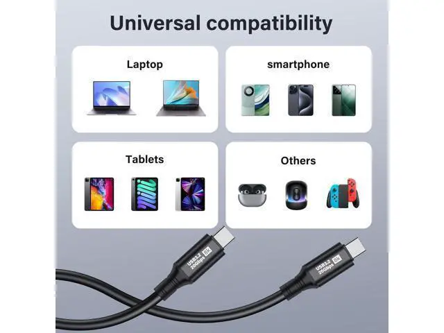 Alt view image 6 of 7 - USB C to USB C Cable USB 3.2 Type C 20Gbps PD 100W 8K@60Hz Data Fast Charging Cable for Phone, Tablet, Other USB C Devices (2M)