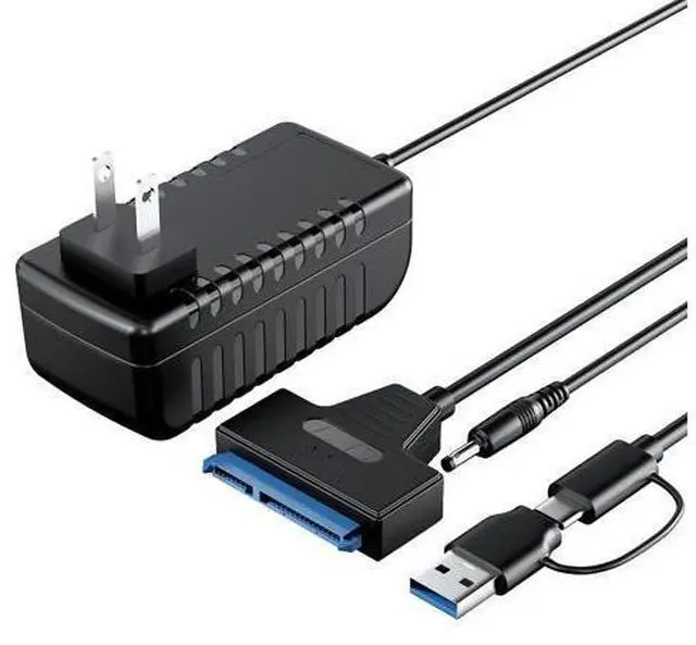 Main image of SATA to USB 3.0 and USB C Adapter Cable for 3.5 2.5 Inch SSD/HDD Hard Drive Reader, External Converter for SSD/HDD Data Transfer with 12V/2A Power Adapter