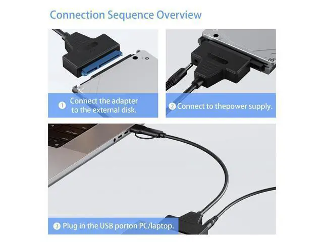Alt view image 5 of 7 - SATA to USB 3.0 and USB C Adapter Cable for 3.5 2.5 Inch SSD/HDD Hard Drive Reader, External Converter for SSD/HDD Data Transfer with 12V/2A Power Adapter