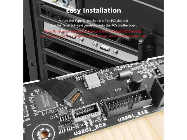 Alt view image 3 of 7 - 1 Pack USB 3.1 Front Panel Header Type-C Extension Cables with Panel Mount Screw 10 Gbps Type-E 20Pin Male to USB-C Female Adapter Cables with Full Height Bracket,30cm/11.8inch