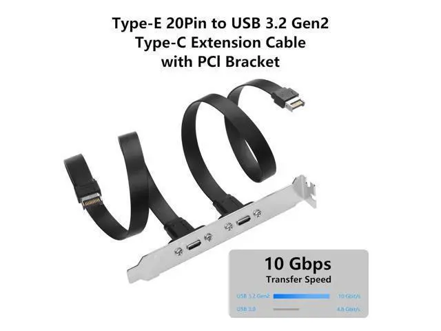 Alt view image 6 of 7 - 1 Pack USB 3.1 Front Panel Header Type-C Extension Cables with Panel Mount Screw 10 Gbps Type-E 20Pin Male to USB-C Female Adapter Cables with Full Height Bracket,30cm/11.8inch