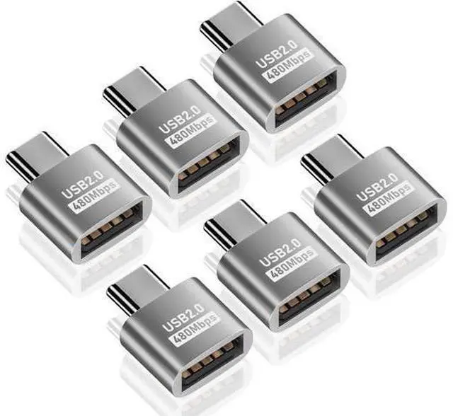 Main image of USB C to USB Adapter 10Gbps, Type C Male to A Female Extension Adapater Support Data Transfer and Charging for Phone, Laptop, USB Keyboard 6 Pack (Silver)