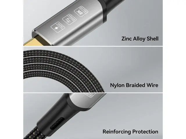 Alt view image 5 of 7 - USB4 Cable with Thunderbolt 4, 240W Charging, 40Gbps Data, 8K@60Hz 4K120Hz HDR, PD3.1, USB C to USB C, for MacBook M1-M3, Mac Studio, Laptops, Monitor 3.3FT
