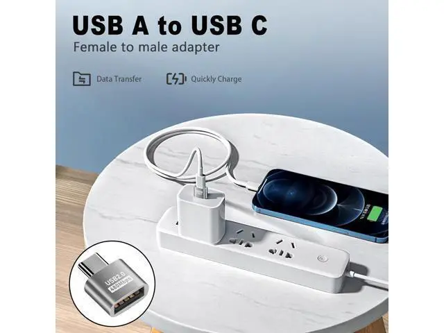 Alt view image 2 of 7 - USB C to USB Adapter 10Gbps, Type C Male to A Female Extension Adapater Support Data Transfer and Charging for Phone, Laptop, USB Keyboard 6 Pack (Silver)