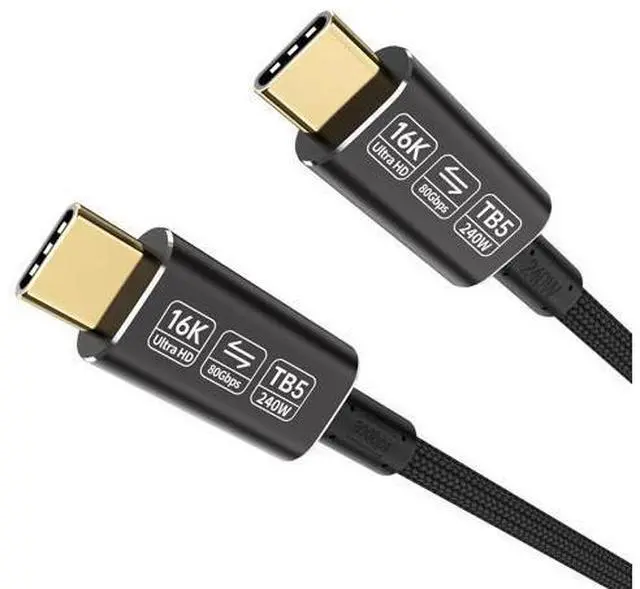 Main image of 5 ft USB 5 Cable, USB-C to USB-C, 80 Gbps Data Transfer, Dual 8K Video, 240W Charging, Compatible with Thunderbolt 5/4/3, Laptop, Desktop, Gaming Console, Smartphone