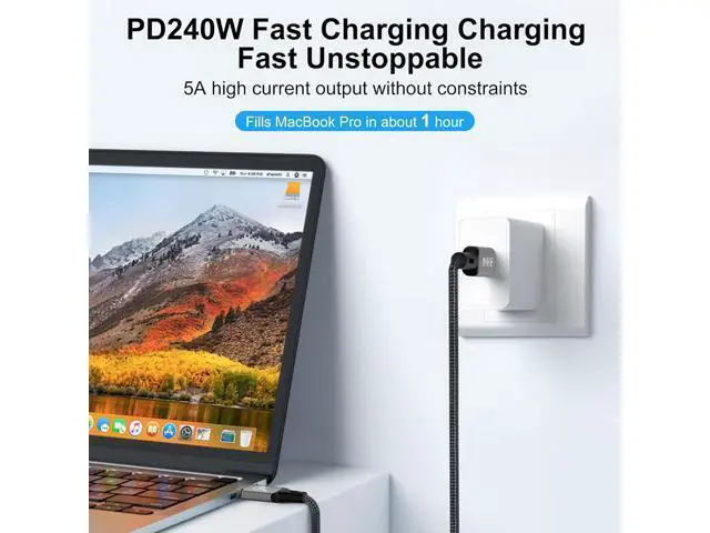 Alt view image 4 of 7 - USB4 Cable with Thunderbolt 4, 240W Charging, 40Gbps Data, 8K@60Hz 4K120Hz HDR, PD3.1, USB C to USB C, for MacBook M1-M3, Mac Studio, Laptops, Monitor 6.6FT