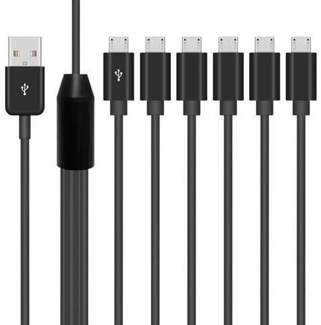 Main image of Micro USB Splitter Cable, Multi 6 in 1 USB 2.0 Type A Male to 6 Micro USB Male Splitter Adapter Cabel with 3A Fast Charging for Cell Phones and More Android Devices, 1.64ft 5 ft.