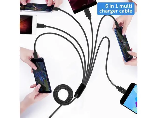 Alt view image 3 of 6 - Micro USB Splitter Cable, Multi 6 in 1 USB 2.0 Type A Male to 6 Micro USB Male Splitter Adapter Cabel with 3A Fast Charging for Cell Phones and More Android Devices, 1.64ft 5 ft.