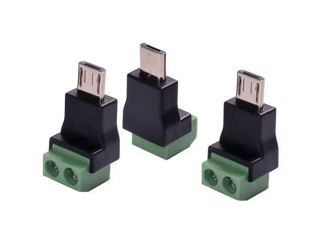 Alt view image 2 of 4 - 3Pack Micro USB 5 Pin Male to 2 Pin Screw Terminal Solderless Bolt Screw Terminals Converter Charging Adapter