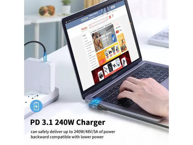 Alt view image 2 of 6 - USB C Cable Right Angle Short, 10 ft 240W USB C to USB C Cable, 90 Degree USB C Charger Cable Fast Charging Type C to Type C Cable Compatible with MacBook & iPad Pro & Samsung