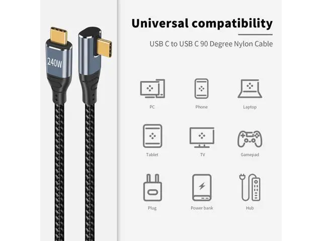 Alt view image 6 of 6 - USB C Cable Right Angle Short, 10 ft 240W USB C to USB C Cable, 90 Degree USB C Charger Cable Fast Charging Type C to Type C Cable Compatible with MacBook & iPad Pro & Samsung