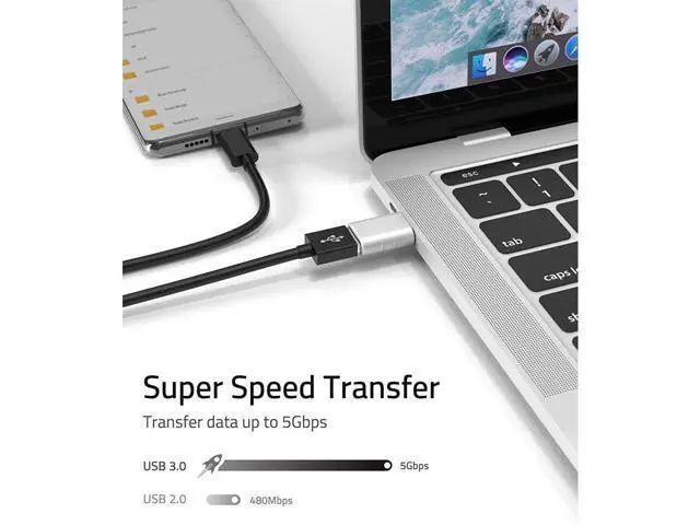 Alt view image 5 of 7 - USB C to USB Adapter Pack of 2 USB C Male to USB3 Female Adapter Compatible with MacBook Pro 2021 iMac iPad Mini 6/Pro MacBook Air 2022 and Other Type C or Thunderbolt 4/3 Devices Space Silver