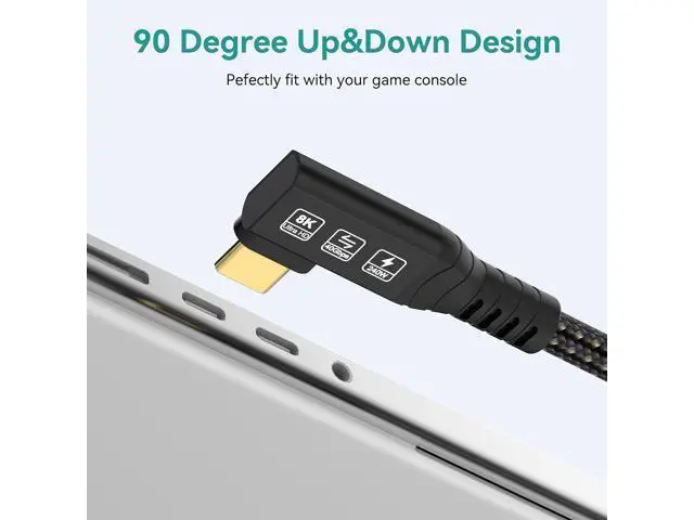 Alt view image 5 of 7 - USB4 Cable, with Thunderbolt 4 Cable, 240W Charging Cable, 40 Gbps Data Cable, 8K @ 60Hz HDR, USB C to USB C Cable, 90Degree for Hub, Dock MacBook, M2, M3, Mac SSD (90Degree USB4 40G 240W 1.5M) black