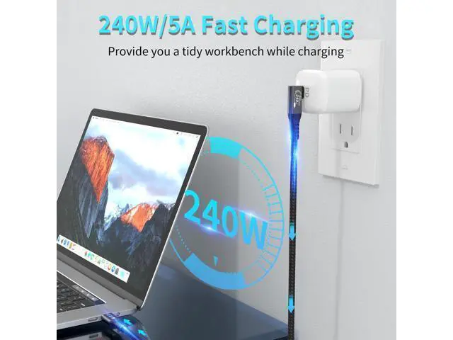 Alt view image 3 of 7 - USB4 Cable, with Thunderbolt 4 Cable, 240W Charging Cable, 40 Gbps Data Cable, 8K @ 60Hz HDR, USB C to USB C Cable, 90Degree for Hub, Dock MacBook, M2, M3, Mac SSD (90Degree USB4 40G 240W 1.5M) black