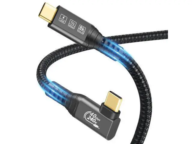 Alt view image 7 of 7 - USB4 Cable, with Thunderbolt 4 Cable, 240W Charging Cable, 40 Gbps Data Cable, 8K @ 60Hz HDR, USB C to USB C Cable, 90Degree for Hub, Dock MacBook, M2, M3, Mac SSD (90Degree USB4 40G 240W 1.5M) black