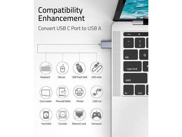 Alt view image 3 of 7 - USB C to USB Adapter Pack of 2 USB C Male to USB3 Female Adapter Compatible with MacBook Pro 2021 iMac iPad Mini 6/Pro MacBook Air 2022 and Other Type C or Thunderbolt 4/3 Devices Space Blue