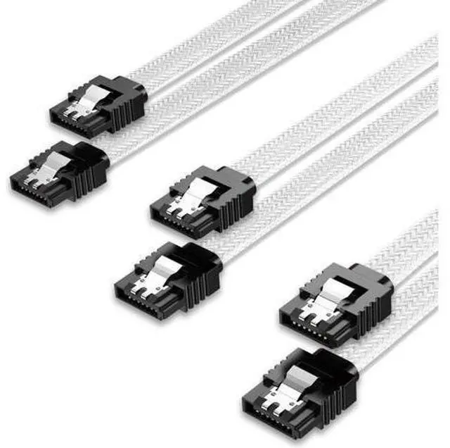 Main image of 3PACK SATA Cable III 3 Pack 6Gbps Straight HDD SDD Data Cable with Locking Latch 18 Inch for SATA HDD, SSD, CD Driver, CD Writer, White